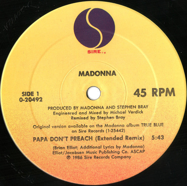 Madonna : Papa Don't Preach (12", Maxi, Spe)