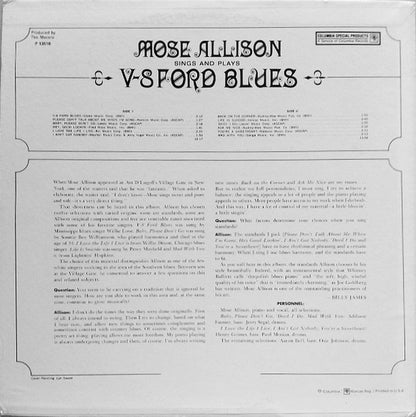 Mose Allison : Sings And Plays V-8 Ford Blues (LP, Album, RE)