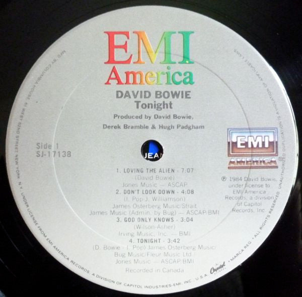 David Bowie : Tonight (LP, Album, Club)