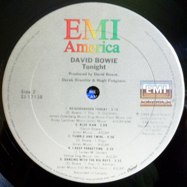 David Bowie : Tonight (LP, Album, Club)