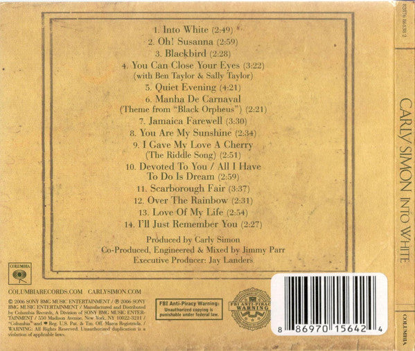 Carly Simon : Into White (CD, Album)