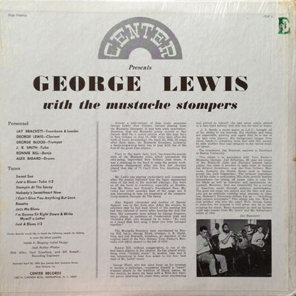 George Lewis (2) With The Mustache Stompers : George Lewis With The Mustache Stompers (LP)