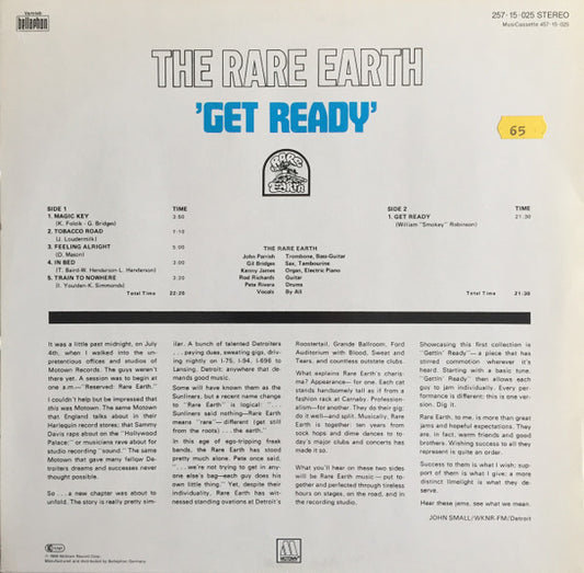 Rare Earth : Get Ready (LP, Album, RE)