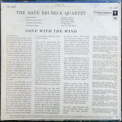 The Dave Brubeck Quartet : Gone With The Wind (LP, Album, Mono)