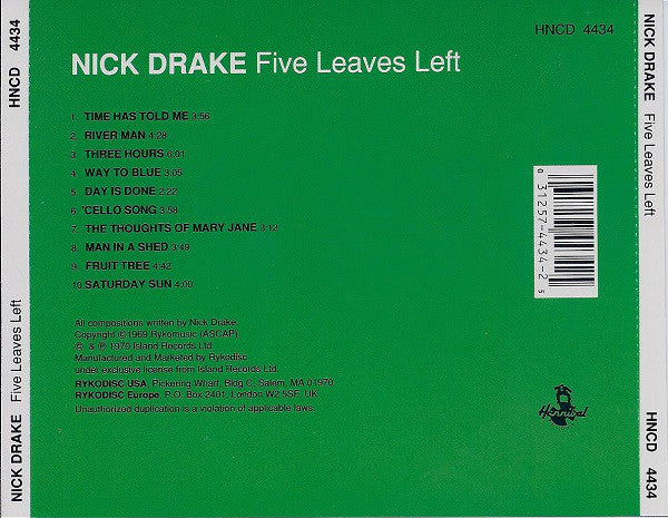 Nick Drake : Five Leaves Left (CD, Album, RE)