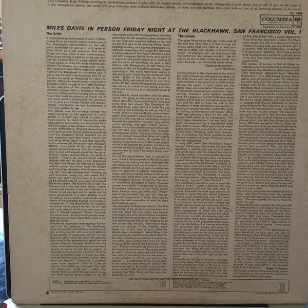 Miles Davis : In Person, Friday Night At The Blackhawk, San Francisco, Volume I (LP, Album, Mono)