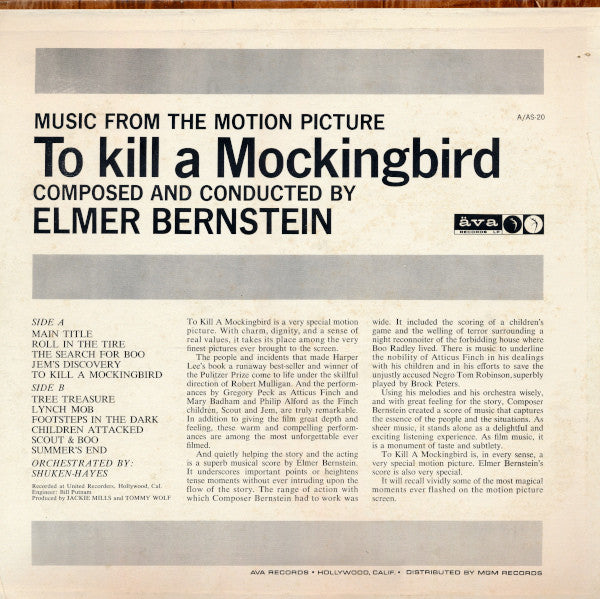 Elmer Bernstein : Music From The Motion Picture To Kill A Mockingbird (LP)