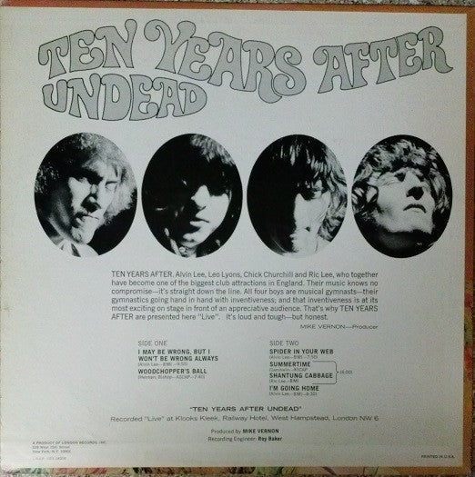 Ten Years After : Undead (LP, Album, M/Print, Pit)