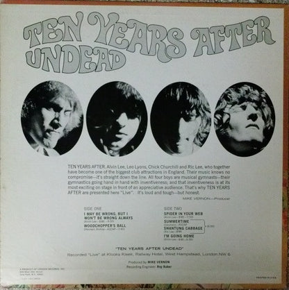 Ten Years After : Undead (LP, Album, M/Print, Pit)