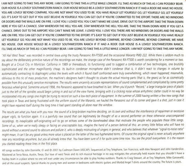 The Mountain Goats : All Hail West Texas (LP, Album, RE, RM)