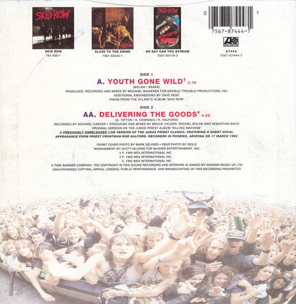 Skid Row : Youth Gone Wild / Delivering The Goods (7", Single)