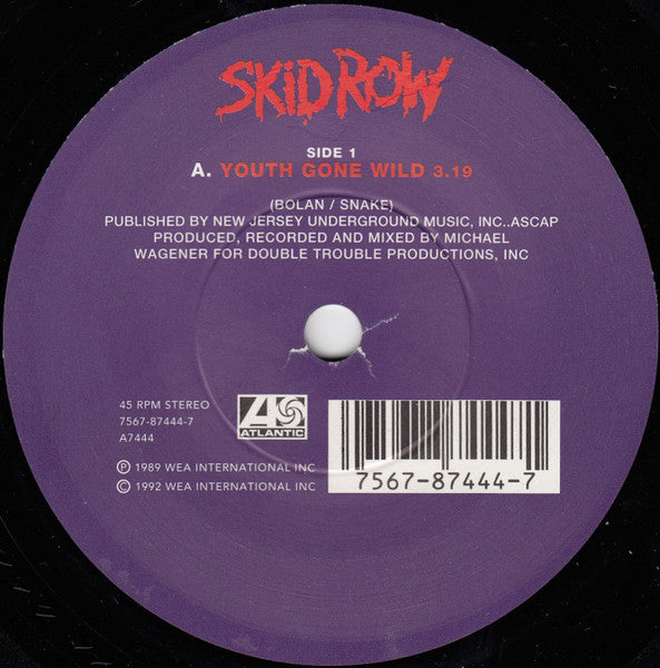 Skid Row : Youth Gone Wild / Delivering The Goods (7", Single)
