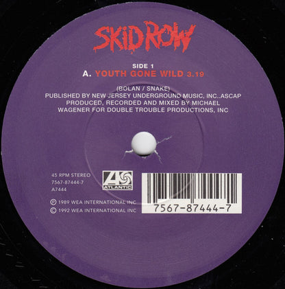 Skid Row : Youth Gone Wild / Delivering The Goods (7", Single)