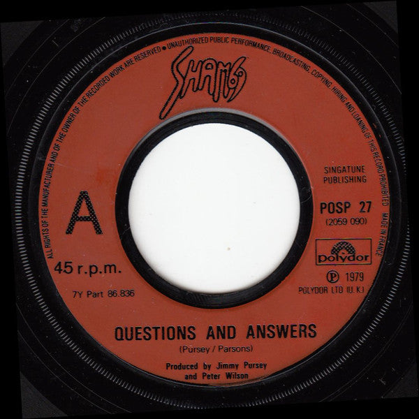 Sham 69 : Questions And Answers (7", Single, RP, Red)