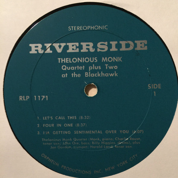 Thelonious Monk Quartet Plus Two* : At The Blackhawk (LP, Album, RE)