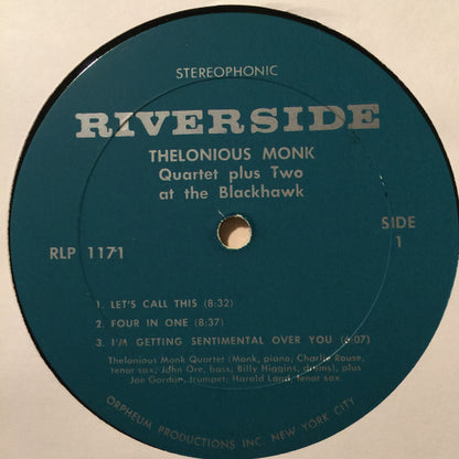 Thelonious Monk Quartet Plus Two* : At The Blackhawk (LP, Album, RE)