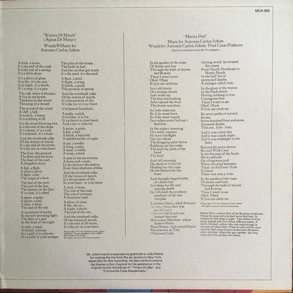 Antonio Carlos Jobim : Jobim (LP, Album, RE, Gat)