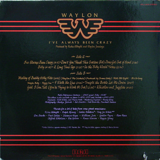 Waylon Jennings : I've Always Been Crazy (LP, Album, Ind)