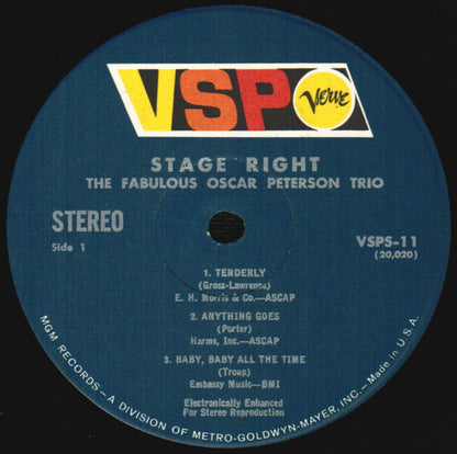 The Fabulous Oscar Peterson Trio* : Stage Right (LP, Comp, RM, MGM)