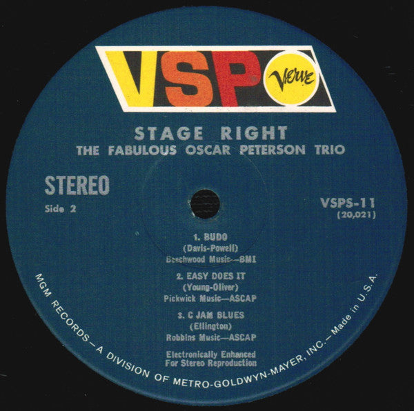 The Fabulous Oscar Peterson Trio* : Stage Right (LP, Comp, RM, MGM)