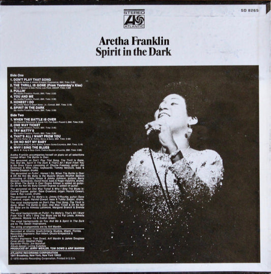 Aretha Franklin : Spirit In The Dark (LP, Album, LY )