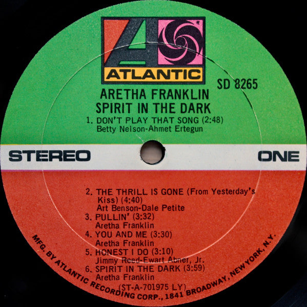 Aretha Franklin : Spirit In The Dark (LP, Album, LY )