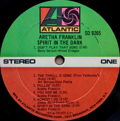 Aretha Franklin : Spirit In The Dark (LP, Album, LY )