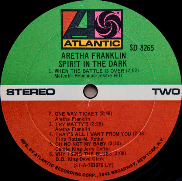 Aretha Franklin : Spirit In The Dark (LP, Album, LY )