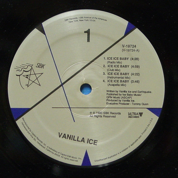 Vanilla Ice : Ice Ice Baby (12", Single)