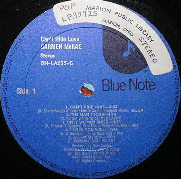Carmen McRae : Can't Hide Love (LP, Album, Res)