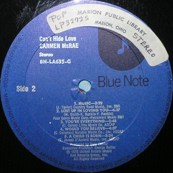 Carmen McRae : Can't Hide Love (LP, Album, Res)