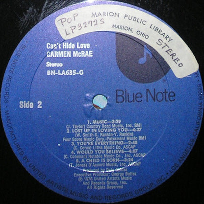 Carmen McRae : Can't Hide Love (LP, Album, Res)