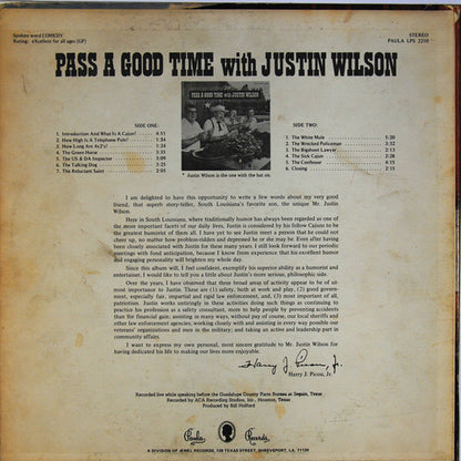 Justin Wilson : Pass A Good Time With Justin Wilson (LP, Album)