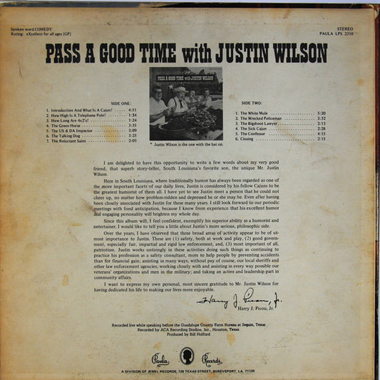 Justin Wilson : Pass A Good Time With Justin Wilson (LP, Album)