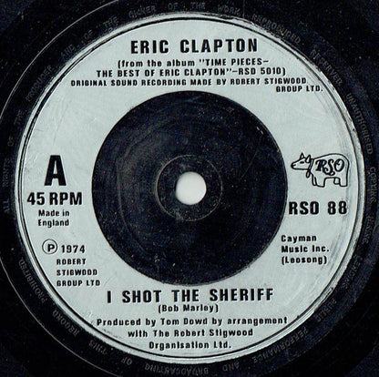 Eric Clapton : I Shot The Sheriff (7", Single, RE)
