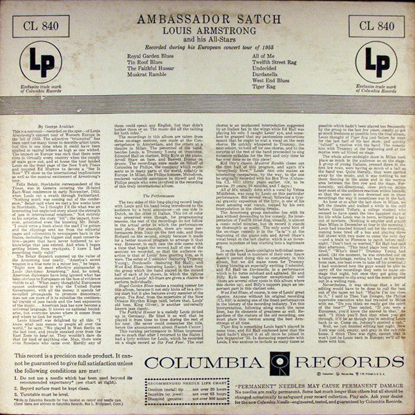 Louis Armstrong And His All-Stars : Ambassador Satch (LP, Album, Mono, Bri)