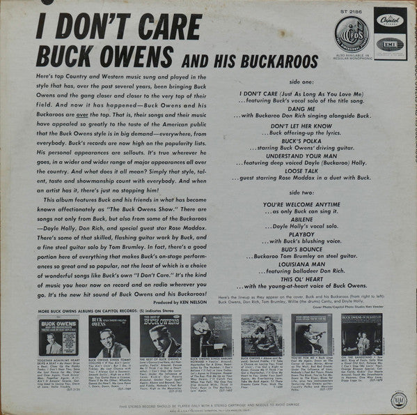 Buck Owens And His Buckaroos : I Don't Care (LP, Album)