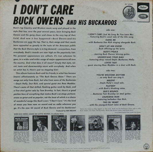 Buck Owens And His Buckaroos : I Don't Care (LP, Album)