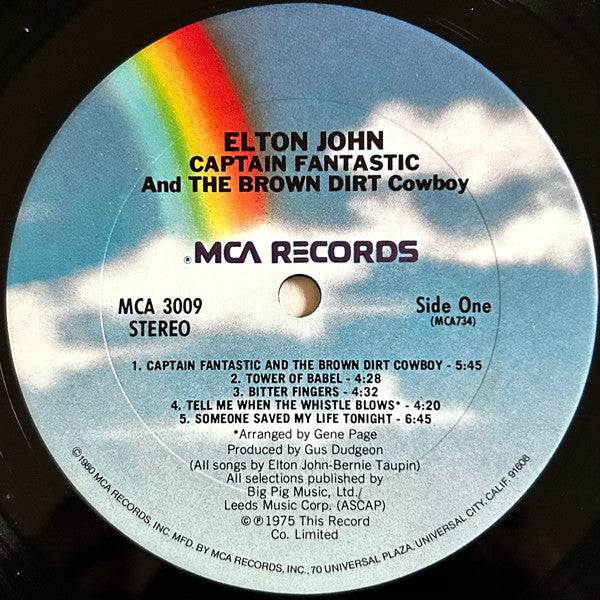 Elton John : Captain Fantastic And The Brown Dirt Cowboy (LP, Album, Club, RE, CRC)