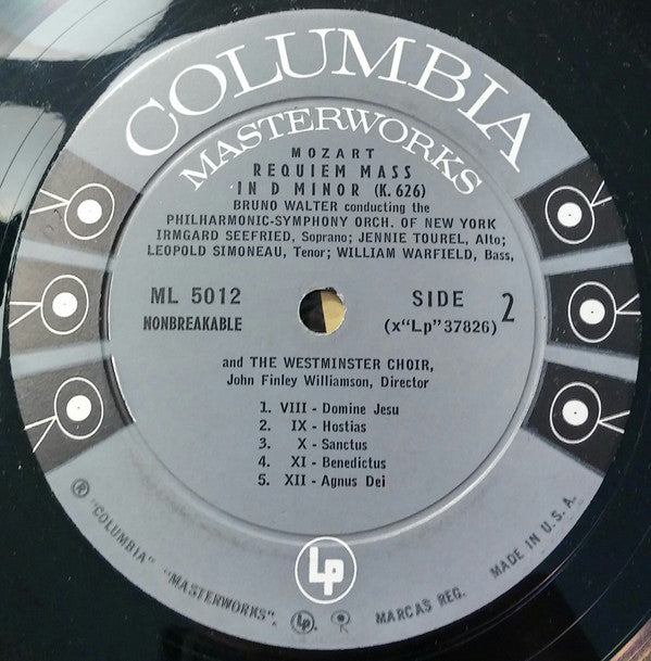 Mozart*, Bruno Walter Conducting The Philharmonic-Symphony Orchestra Of New York : Requiem Mass In D Minor, K. 626 (LP, Mono, 6-E)