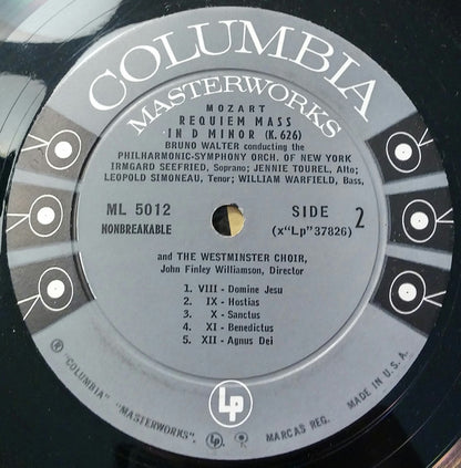 Mozart*, Bruno Walter Conducting The Philharmonic-Symphony Orchestra Of New York : Requiem Mass In D Minor, K. 626 (LP, Mono, 6-E)