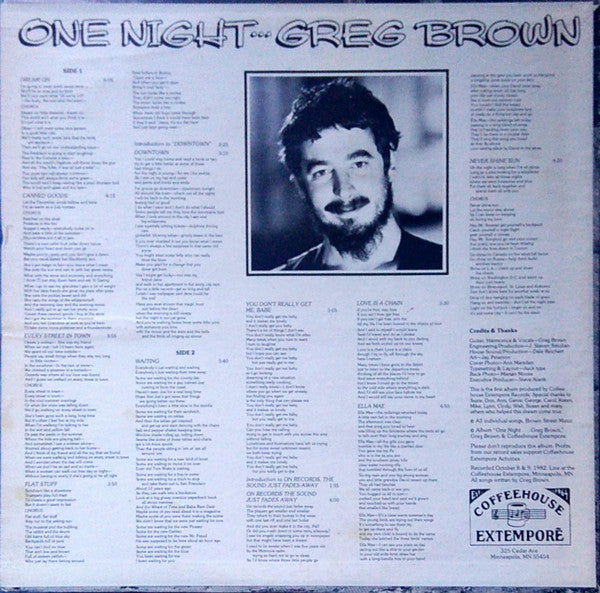 Greg Brown (3) : One Night . . . (LP, Album)