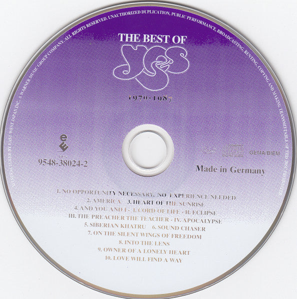 Yes : The Best Of Yes 1970-1987 (CD, Comp)