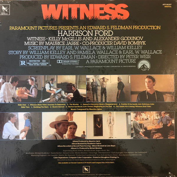 Maurice Jarre : Witness (Original Motion Picture Soundtrack) (LP, Album)
