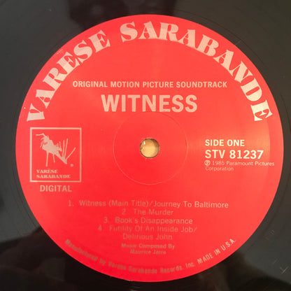 Maurice Jarre : Witness (Original Motion Picture Soundtrack) (LP, Album)