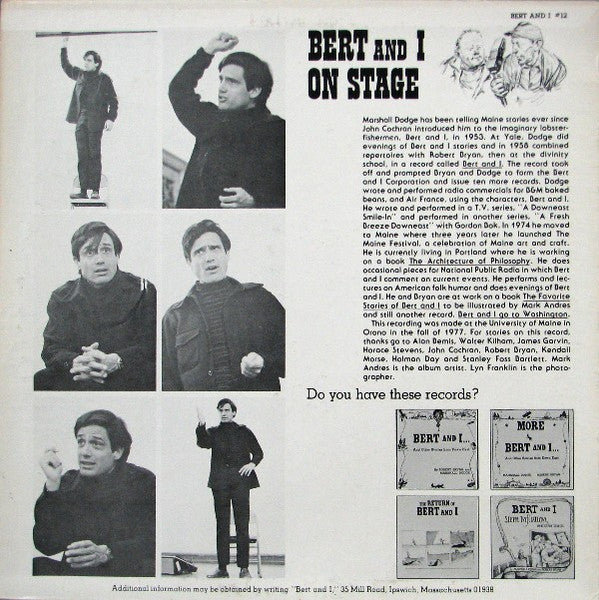 Marshall Dodge : Bert And I ... On Stage (LP, Album, Mono)