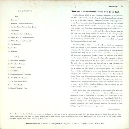 Robert Bryan (2) And Marshall Dodge : Bert And I... And Other Stories From Down East (LP, Album, Mono, Pit)
