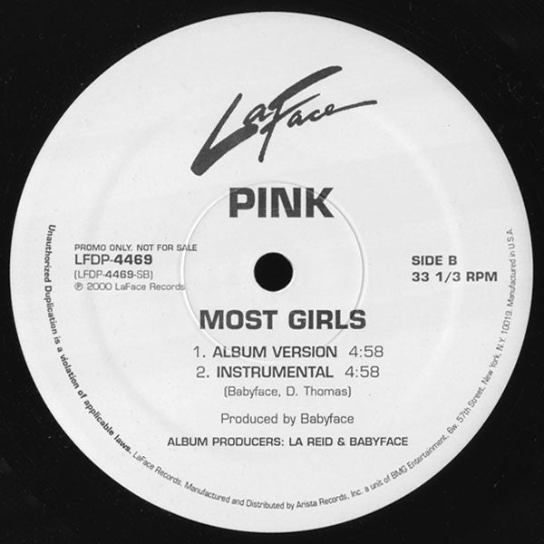 PINK* : Most Girls (12", Single, Promo)