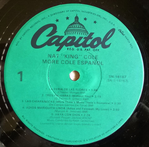 Nat King Cole : More Cole Español (LP, Album, RE)