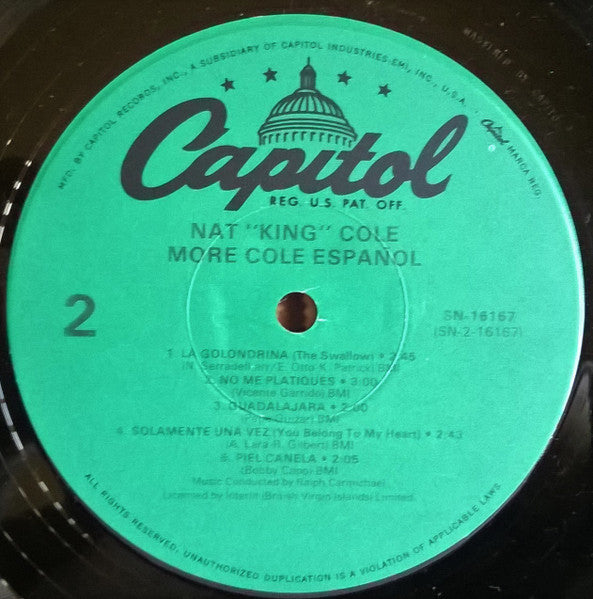 Nat King Cole : More Cole Español (LP, Album, RE)